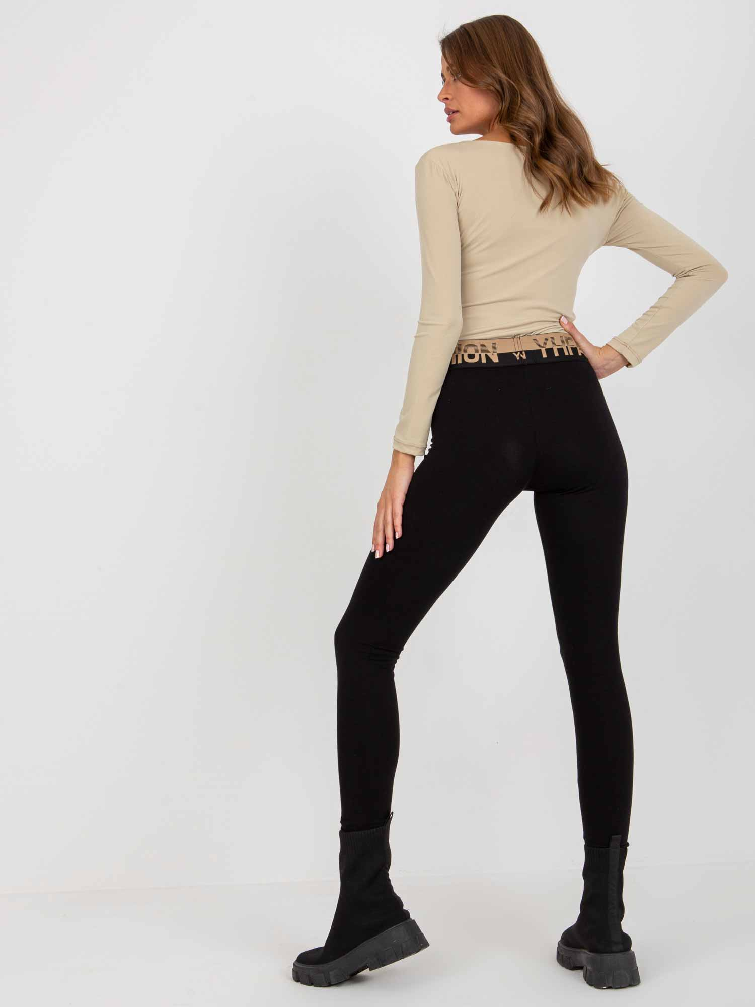 Hurt Czarne dopasowane legginsy na co dzień z bawełny