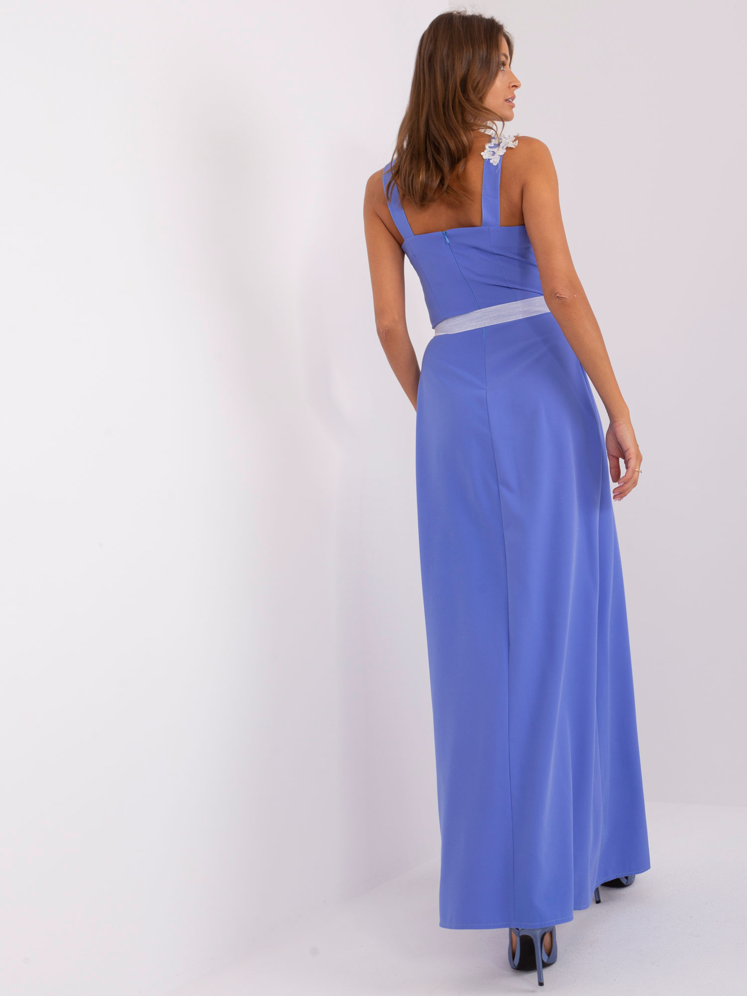 Hurt Dark blue maxi evening dress with lace.