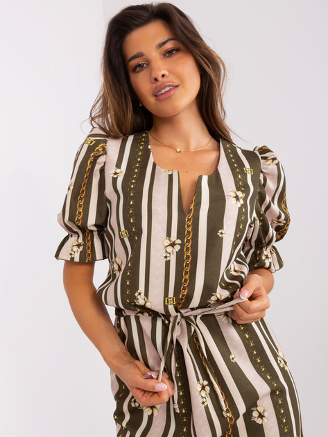 Hurt Khaki sukienka z printem i krótkim rękawem