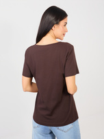 Czekoladowy t-shirt basic o klasycznym kroju RUE PARIS