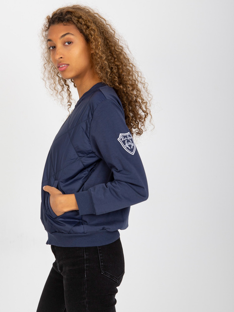 Hurt Granatowa pikowana bluza bomberka z naszywką RUE PARIS