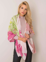 Ciemnoróżowo-zielona chusta we wzory