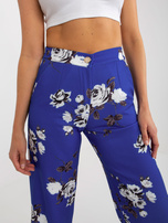 Hurt Kobaltowe szerokie materiałowe spodnie w kwiaty od garnituru