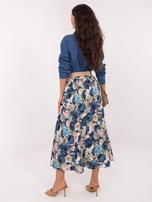 Ciemnoniebieska długa spódnica z printem RUE PARIS 