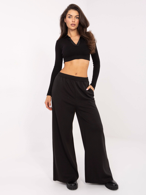 Czarne dresowe spodnie palazzo 