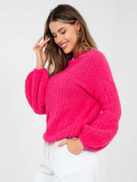 Fuksjowy sweter oversize z domieszką wełny