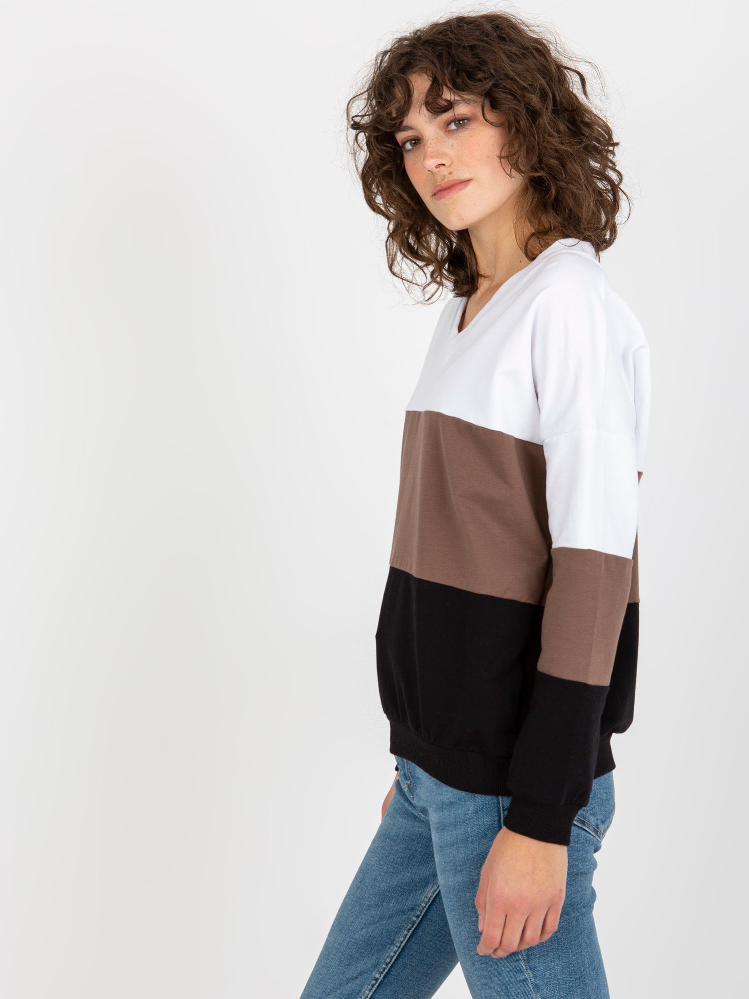 Biało-czarna bluza basic bez kaptura RUE PARIS