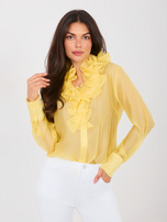 Żółta elegancka koszula z żabotem