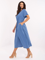 Dunkelblaues Kleid mit kurzen Ärmeln OCH BELLA.