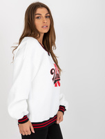 Hurt Biała dresowa bluza z nadrukiem i dekoltem V