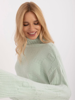 Hurtownia online Pistacjowy damski sweter golf we wzory