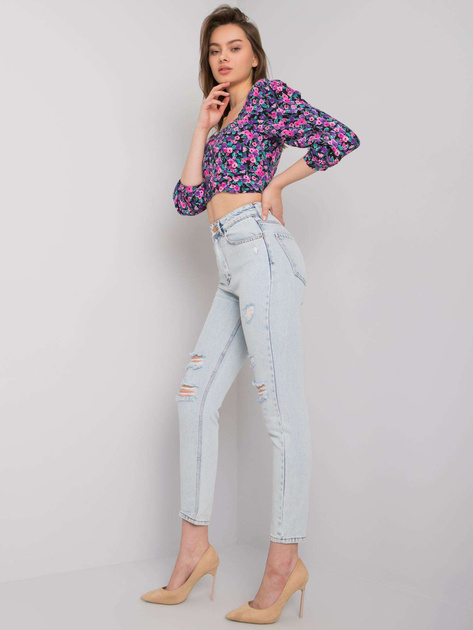 Jasnoniebieskie jeansy damskie z dziurami Shelburne