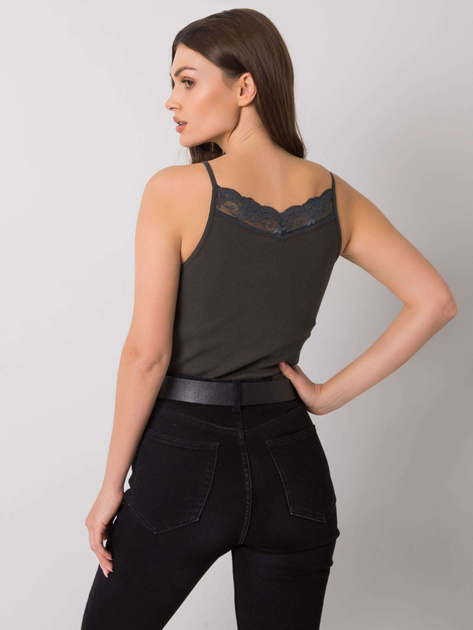 Ciemny khaki top prążkowany Armine