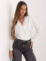 Ecru wizytowa bluzka z koronką