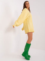 Hurt Jasnożółta sukienka dzianinowa o kroju oversize
