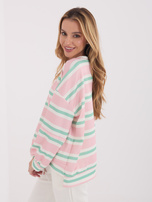 Light pink women's oversized striped sweatshirt.