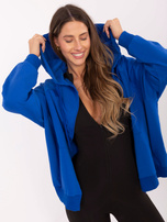 Kobaltowa rozpinana bluza basic z bawełny