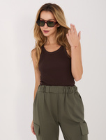 Čokoládový pruhovaný základní top z bavlny RUE PARIS.