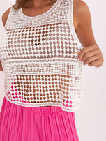 Biały ażurowy top bez rękawów