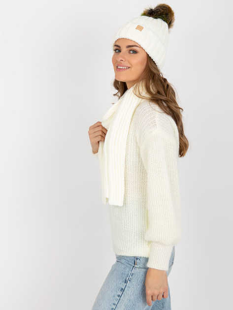 Hurt Ecru komplet zimowy z czapką i szalikiem Rubby RUE PARIS