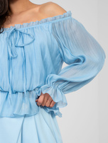 Jasnoniebieska bluzka hiszpanka z gumką RUE PARIS