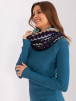 Hurtownia Granatowy ażurowy komin damski we wzory