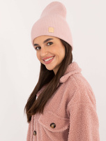 Hurt Jasnoróżowa dzianinowa czapka zimowa RUE PARIS