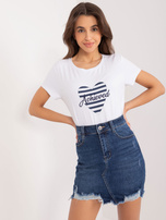Hurt Weiß-blau T-Shirt mit Herzdruck BASIC FEEL GOOD.