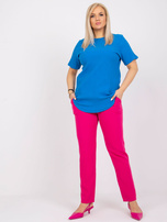 Tamsiai mėlyna juostuota bluzonė plus size Stella.