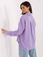Liliowa rozpinana koszula z kołnierzykiem