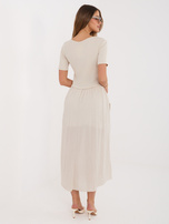 Beżowa midi sukienka z podszewką