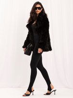 Black soft fur with pockets.