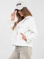 Ecru przejściowy płaszcz z kieszeniami 