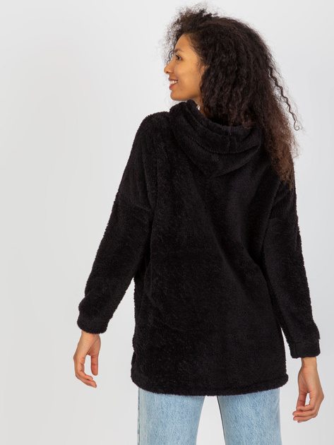 Hurt Czarna futrzana bluza rozpinana z kieszeniami RUE PARIS