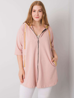 Brudnoróżowa bluza plus size na suwak Lounes