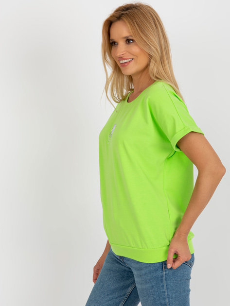 Hurt Limonkowa damska bluzka na co dzień z aplikacją