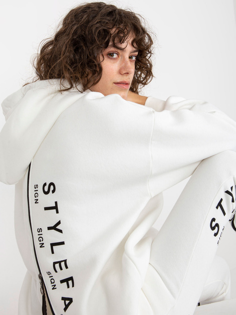 Hurt Ecru damski komplet dresowy z napisami i zamkami