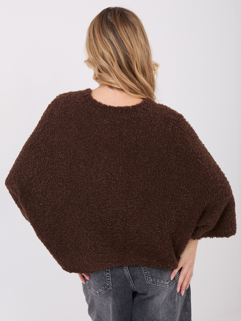 Ciemnobrązowy damski sweter boucle o kroju oversize