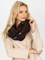 Hurtownia Brązowa damska chusta komin z nadrukiem 