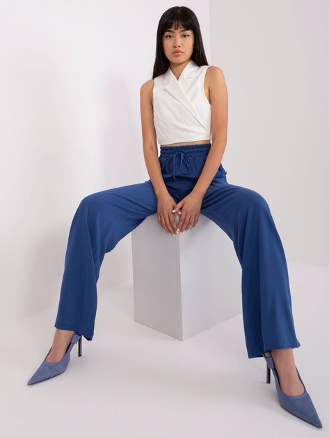 Hurt Ciemnoniebieskie materiałowe spodnie z wiskozy