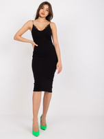 Black striped midi dress Emi RUE PARIS.