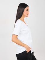 Biały bawełniany t-shirt basic RUE PARIS 