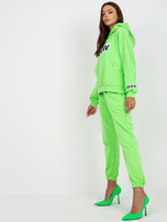 Fluo zielony dwuczęściowy komplet dresowy z kieszeniami