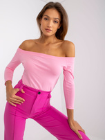 Jasnoróżowa damska bluzka bawełniana basic Blink