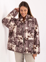 Beżowa przejściowa kurtka oversize z nadrukiem