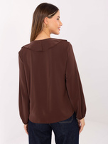 Ciemnobrązowa bluzka z bufiastym rękawem RUE PARIS 