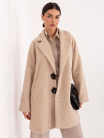 Beżowy elegancki płaszcz z kieszeniami