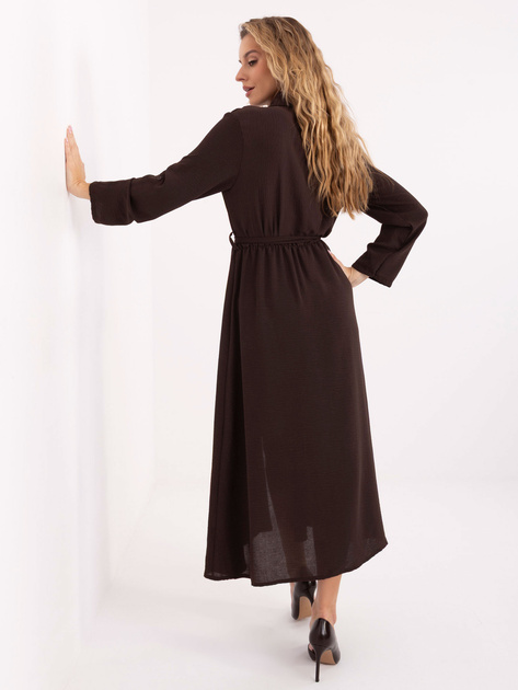 Ciemnobrązowa długa sukienka z guzikami RUE PARIS