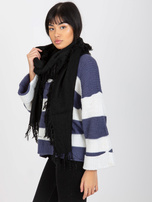 Hurtownia online Czarny gładki szal damski z frędzlami