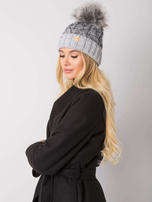 Grey winter hat with tassel Ally RUE PARIS